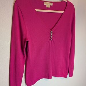 Michael Kors Fuchsia Long Sleeve Top